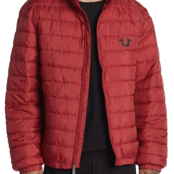 NWT True Religion Men's Red Two Tone Puffer Jacket XXL
